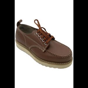 Work America Men's Crepe Wedged Sole Leather Work Oxford Tan - Wide